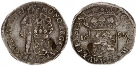 Netherlands 1 Silver Ducat 1695 OVERIJSSEL Av: Standing armored knight with crowned shield of Overyssel at feet. Av. Legend: MO NO ARG PRO CONFOE - BE...