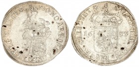 Netherlands 1 Silver Ducat 1695 West Friesland. Av: Knight standing facing right holding broad sword upwards and shield. Rv: Crowned shield. Mint mark...