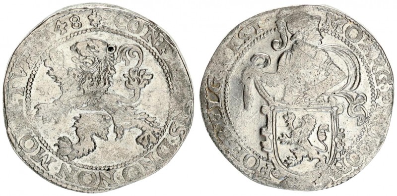 Netherlands West Friesland 1 Lion Daalder 1648 Mint mark: Lily. Av.: Armored kni...
