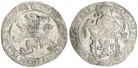 Netherlands West Friesland 1 Lion Daalder 1648 Mint mark: Lily. Av.: Armored knight holding drapery looking right behind lion arms dividing date at bo...