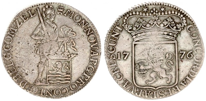 Netherlands Zeeland 1 Silver Ducat 1776 Averse: Standing armored Knight with cro...