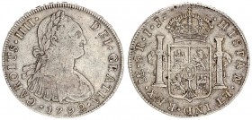 Peru 8 Reales 1792 LIMAE IJ. Charles IV(1788-1808). Averse: Bust of Charles IIII right. Averse Legend: CAROLUS • IIII • DEI • GRATIA •. Reverse: Crown...