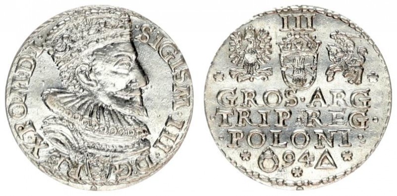 Poland 3 Groszy 1594 Malbork. Sigismund III Vasa (1587-1632). Crown coins 1594. ...