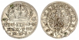 Poland 1 Grosz 1608 Krakow. Sigismund III Vasa (1587-1632)-.Crown coins 1608 Krakow. Coat of arms Lewart in an oval shield on the obverse and reverse ...