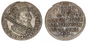 Poland 3 Groszy 1623 Krakow. Sigismund III Vasa(1587-1632).Bust with a king's value armorials and date above legend. Bust with a king's value armorial...