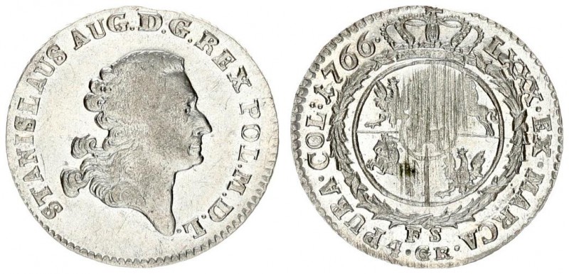 Poland 4 Groschen 1766 FS Stanislaus Augustus(1764-1795). Averse: Crowned bust r...