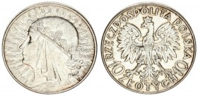 Poland 10 Zlotych 1933 London Mint: without mint mark. Averse: National arms flanked by value. Averse Legend: RZECZPOSPOLITA POLSKA. Reverse: Radiant ...