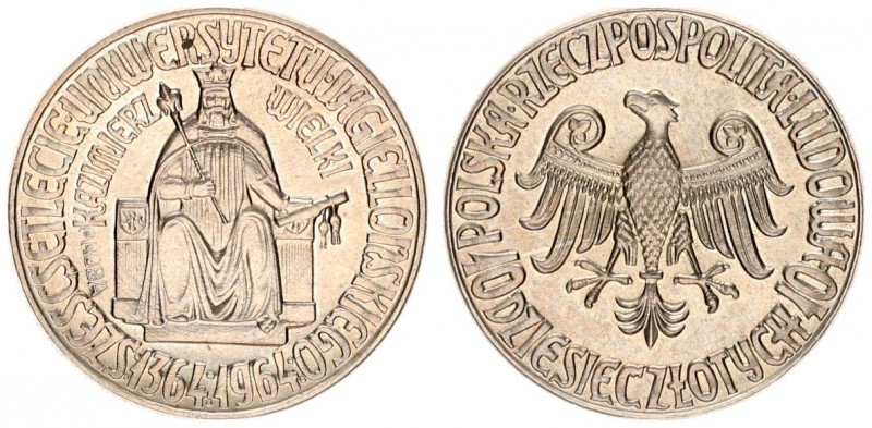 Poland 10 Zlotych 1964 Warsaw. Kazimier The Great - 600th anniversary of the Jag...