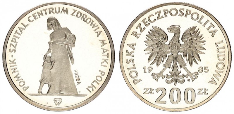 Poland 200 Zlotych 1985 PROBA Warsaw. Monument-Hospital of the Polish Mother's H...
