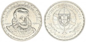 Portugal 1000 Escudos 1980 - Portugal Republic. 1580-1980 Luis de Camoes dies. Silver. Fineness: 925 ‰ (15.73 g fine). Weight: 17.00 g. KM 611