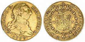 Spain 4 Escudos 1779 PJ Charles III(1759-1788). Averse: Bust right. Averse Legend: CAROL • III • D • G • HISP • ET IND • R •. Reverse: Crowned arms in...