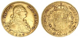 Spain 2 Escudos 1807 AI Charles IV(1788-1808). Averse: Bust right. Averse Legend: CAROL • IIII • D • G • HISP • ETIND • R •. Reverse: Crowned arms in ...