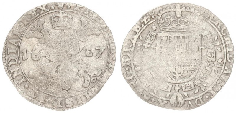 Spanish Netherlands 1/4 Patagon 1627 BRABANT Brussels. Philip IV (1621-1665). Av...