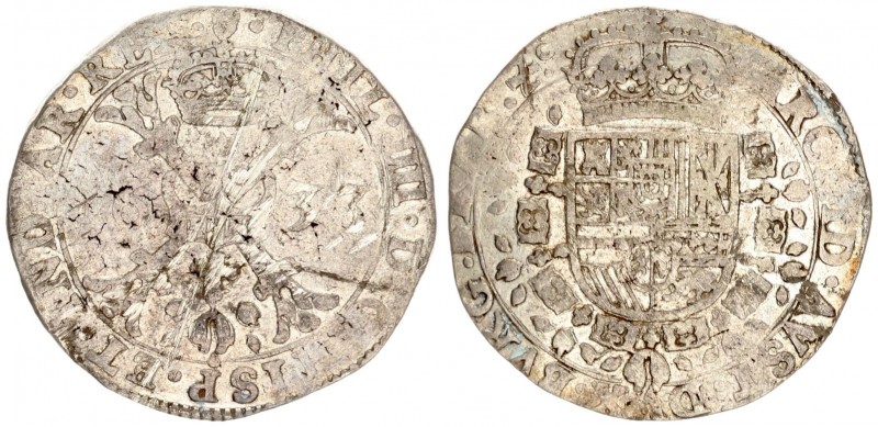 Spanish Netherlands Brabant 1 Patagon 1633 Antwerp. Philip IV(1621-1665) Averse:...