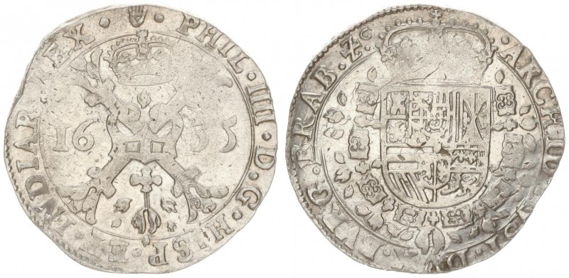 Spanish Netherlands 1 Patagon 1635 BRABANT Antwerp. Philip IV (1621-1665). Avers...