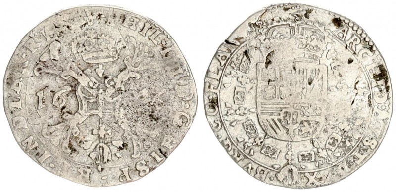 Spanish Netherlands Flanders 1/2 Patagon 1646 Philip IV(1621-1665). Averse: St. ...