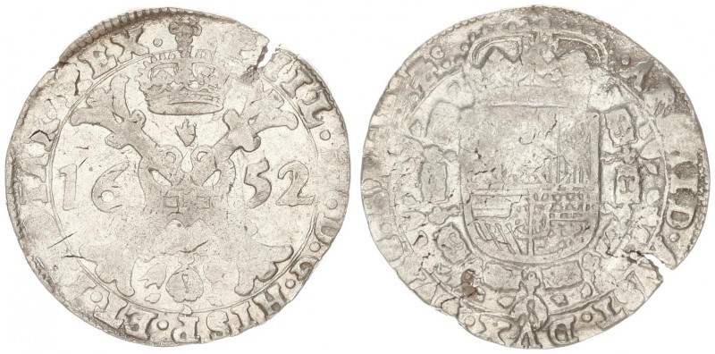 Spanish Netherlands 1 Patagon 1652 BRABANT Brussels. Philip IV (1621-1665). Aver...