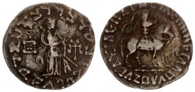 Greece Bactria 1 Tetradrachma Azes II 35 BC AD - 5 AD. Taxila. Mounted King / Standing Pallas Athena. Silver. Mitch. 848; ACW 2366