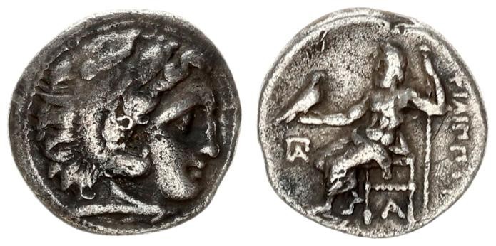 Greece Macedon 1 Drachma Philip III Arrhidaios 323-317 BC. Kolophon. Head of Her...