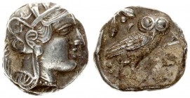 Greece Athens 1 Tetradrachma 455-449 BC. Athens Attica. AR Tetradrachm. Av.: Head of Athena to right wearing disc earring pearl necklace and a crested...