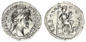 Roman Empire 1 Denarius Antoninus Pius AD 138-161. Roma. Av: ANTONINVS AVG PIVS P P IMP II. Laureate head right. Rev: TR POT XX COS IIII. Annona seate...