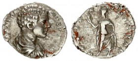 Roman Empire 1 Denarius Caracalla AD 198-217. Roma. 196 AD. Draped armored. bare-headed bust right. Rev. SPEI PE (RPETVAE) Spes n.l. going flower in t...