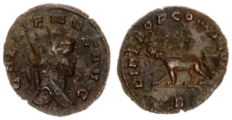 Roman Empire 1 Antoninianus Gallienus 260-269. Rome. Radiate head right. Panther...