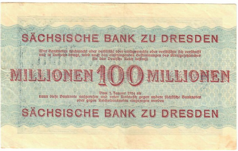 Germany 100 Millionen Mark 1923