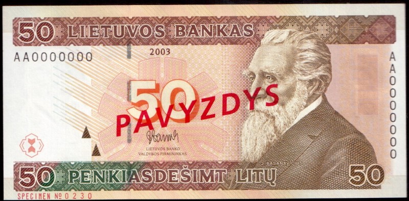 Lithuania 50 Litu Specimen 2003 P#67s