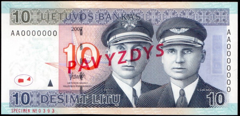 Lithuania 10 Litu Specimen 2007 P#68s