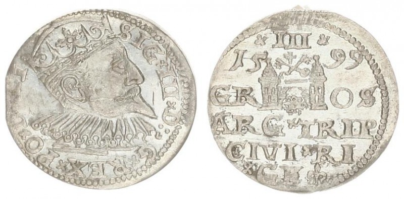 Latvia 3 Groszy 1599 Sigismund III Vasa (1587-1632). The city of Riga 1599; the ...