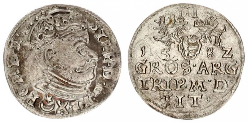 Lithuania 3 Groszy 1582 Vilnius. Stefan Batory (1576-1586) - Lithuanian coins Vi...