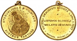 Lithuania Medal 1907. Medal of the Chicago Women's Society dedicated to the Mother of God at the Gates of Dawn. United States; Chicago. 1907 The inscr...