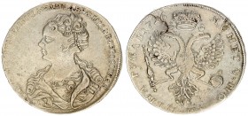 Russia 1 Rouble 1726 Catherine I (1725-1727). Averse: Bust left. Reverse: Crown above crowned double-headed eagle. "Moscow type portrait turned to the...