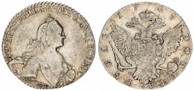 Russia 1 Rouble 1769 СПБ СА St. Petersburg. Catherine II (1762-1796). Averse: Crowned bust right. Reverse: Crown above crowned double-headed eagle shi...