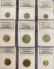Russia USSR Set of 9 Tokens "Sample of the State Bank of the USSR" without a year (1961). Copper-nickel alloy. (1 ruble); 7.80 g. (50 kopecks); 4.43 g...