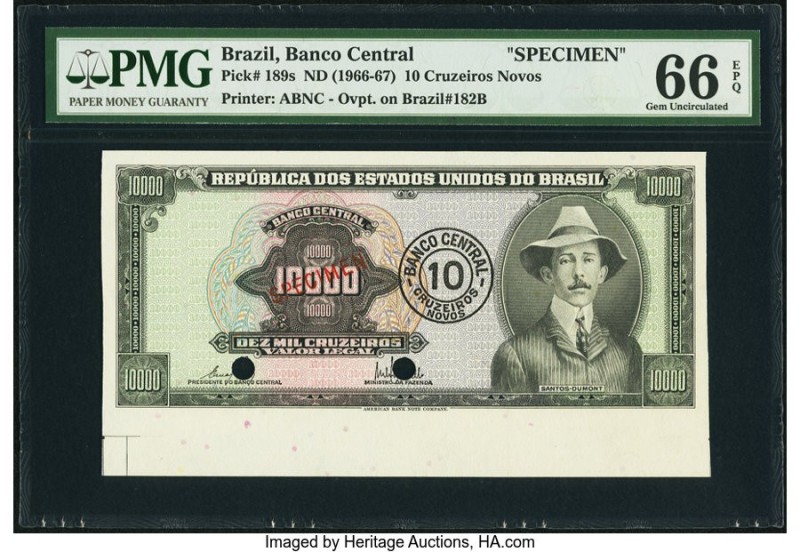 Brazil Banco Central Do Brasil 10 Cruzeiros Novos ND (1966-67) Pick 189s Specime...