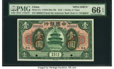China Bank of China, Fukien 1 Dollar or Yuan 9.1918 Pick 51s S/M#C294-100 PMG Gem Uncirculated 66 EPQ. Two POCs; red Specimen overprints.

HID09801242...