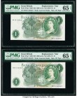 Great Britain Bank of England 1 Pound ND (1970-77) Pick 374g* Two Consecutive Replacement Examples PMG Gem Uncirculated 65 EPQ (2). 

HID09801242017

...