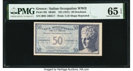 Greece Cassa Mediterranea di Credito per la Grecia 50 Drachmai ND (1941) Pick M3 PMG Gem Uncirculated 65 EPQ. 

HID09801242017

© 2020 Heritage Auctio...