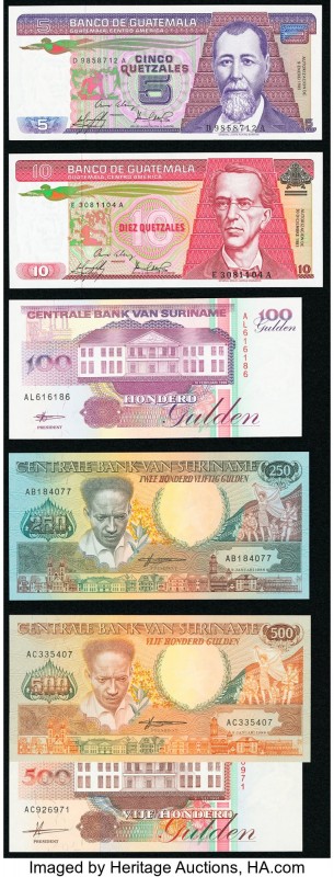 World (Guatemala, Suriname) Group Lot of 6 Examples Crisp Uncirculated. 

HID098...
