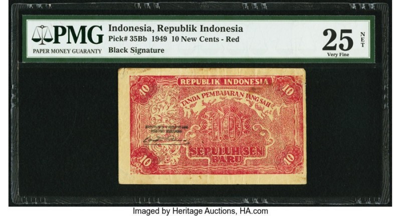 Indonesia Republik Indonesia 10 New Cents 1949 Pick 35Bb PMG Very Fine 25 Net. P...