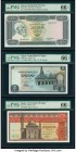 Libya Central Bank of Libya 10 Dinars ND (1972) Pick 37b PMG Gem Uncirculated 66 EPQ; Egypt Central Bank of Egypt 5; 10 Pounds 1968-78 Pick 45a; 46 Tw...