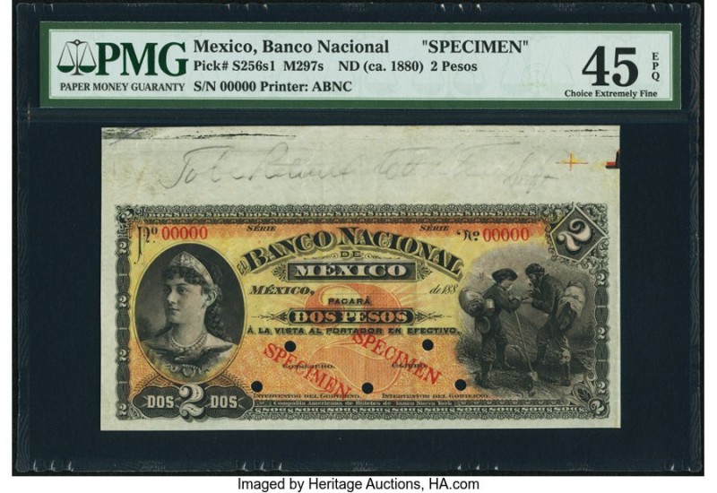 Mexico Banco Nacional 2 Pesos ND (ca. 1880) Pick S256s1 M297s Specimen PMG Choic...