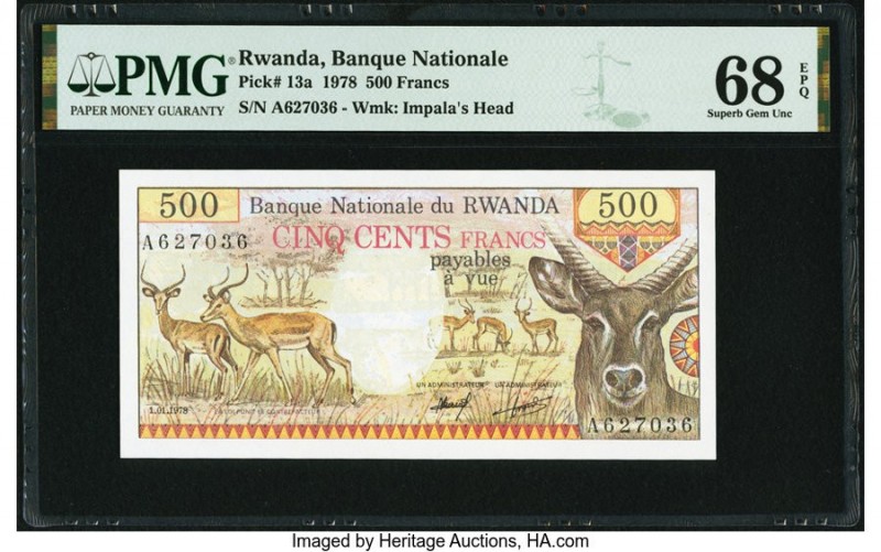 Rwanda Banque Nationale du Rwanda 500 Francs 1.1.1978 Pick 13a PMG Superb Gem Un...