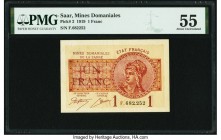 Saar Mines Domaniales de la Sarre 1 Franc ND (1919) Pick 2 PMG About Uncirculated 55. 

HID09801242017

© 2020 Heritage Auctions | All Rights Reserve