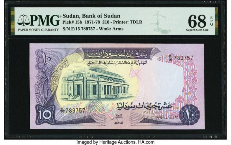 Sudan Bank of Sudan 10 Pounds 1971-78 Pick 15b PMG Superb Gem Unc 68 EPQ. 

HID0...