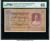 Ukraine German Occupation 500 Karbowanez 10.3.1942 Pick 57 PMG Choice Uncirculated 63. Small tear.

HID09801242017

© 2020 Heritage Auctions | All Rig...