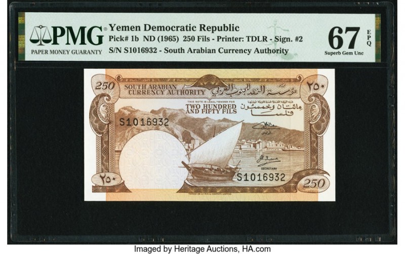 Yemen Democratic Republic South Arabian Currency Authority 250 Fils ND (1965) Pi...