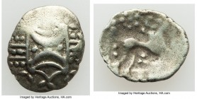 BRITAIN. Iceni. Ecen (ca. AD 10-45). AR unit (15mm, 1.18 gm, 12h). About VF. Two opposed crescents, separated by superior and inferior pellets; all on...